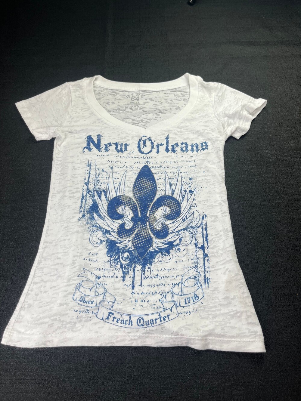 Gothic Y2K affliction style Small White Cotton  T-shirt New Orleans Graphi